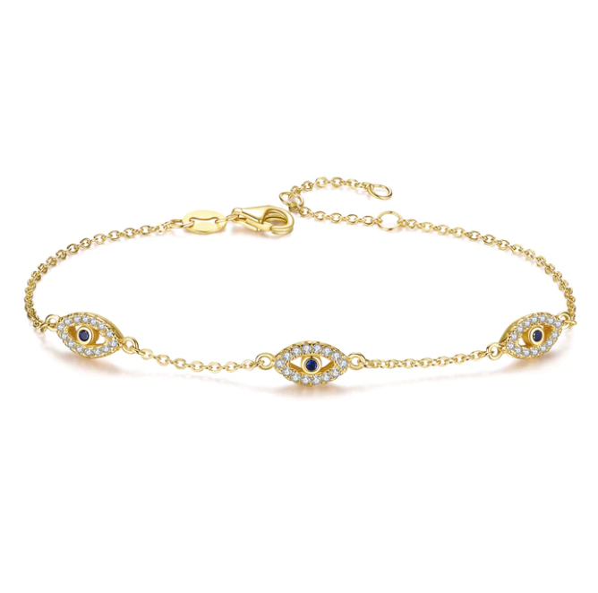 Triple Evil Eye Gold Bracelet