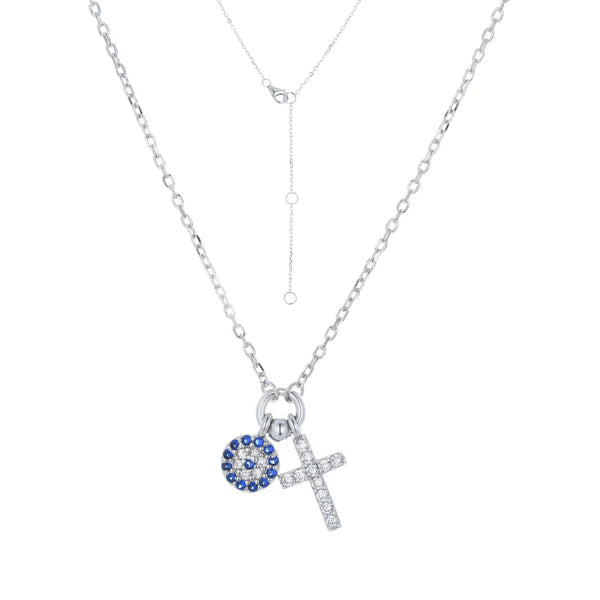 Symi Cross Mati Silver Necklace