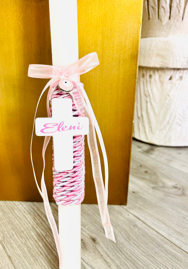 Personalised Easter Candle - Pink Shimmer