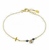 Cross Mati Bracelet with Black Beads