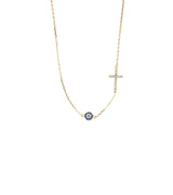gold mati evil eye and cross necklace