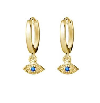 Gold Earrings with Evil Eye Charm