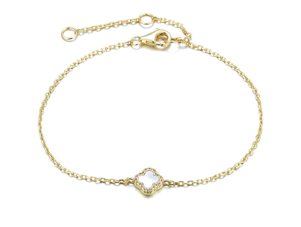 Mini Clover Mother of Pearl Gold Bracelet