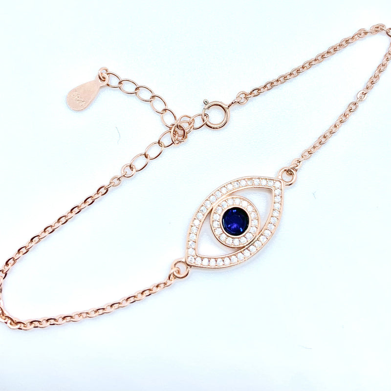 rose gold bracelet with evil eye mati