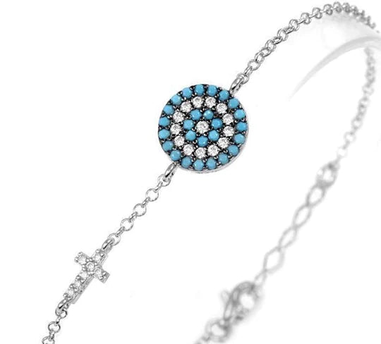 Turquoise Mati Cross Bracelet