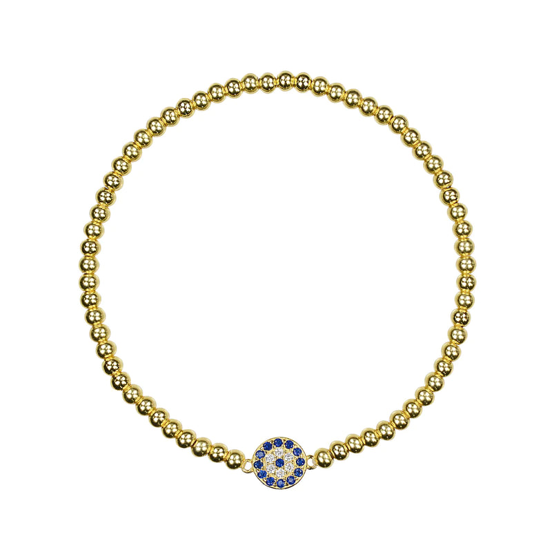 Beaded Evil Eye Gold Bracelet