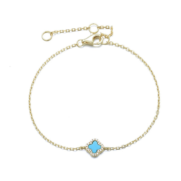 Mini Turquoise Clover Bracelet - Gold