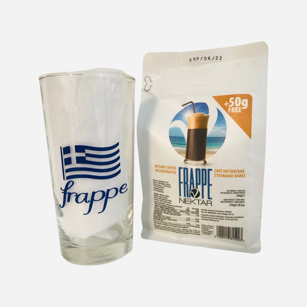 Frappe Glass- Greek Flag - No Name