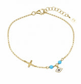 Mati Cross Bracelet with Turquoise Beads