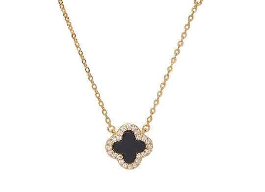 Black Clover Crystal Gold Necklace