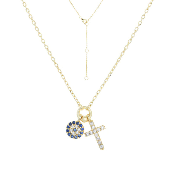 Symi Cross Mati Gold Necklace